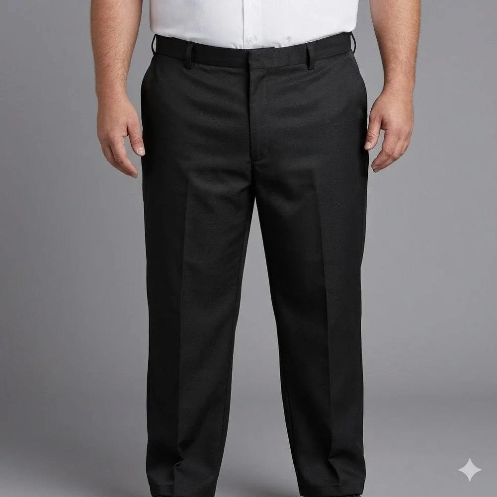 TopLine Uniforms 10089 Flat Front Black Work Dress Pants Size 50 Black